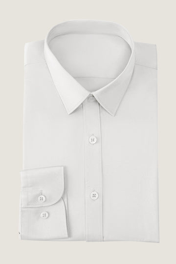 White Solid Long Sleeves Men's Suit Shirt